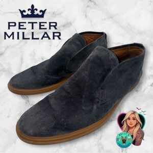 Peter Millar Excursionist Chukka Shoes Mens 10 Dark Blue Suede Leather Slip On